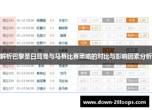 解析巴黎圣日耳曼与马赛比赛策略的对比与影响因素分析 解析巴黎圣日耳曼与马赛比赛策略的对比与影响因素分析