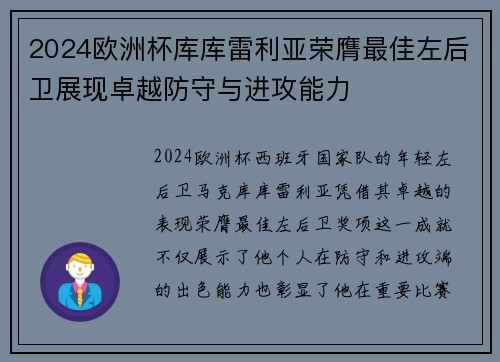 2024欧洲杯库库雷利亚荣膺最佳左后卫展现卓越防守与进攻能力